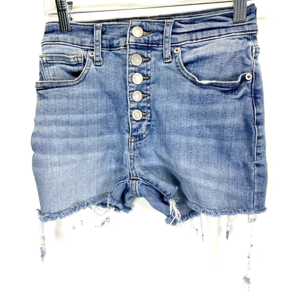 LUCKY BRAND Cutoff Hi Rise Skinny Bridgette Denim Jean Shorts Raw Hem Size 0/25A